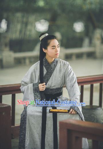 Traditional Ancient Chinese Hanfu Embroidered Costume, Asian China Han Dynasty Imperial Prince Robe Clothing for Men