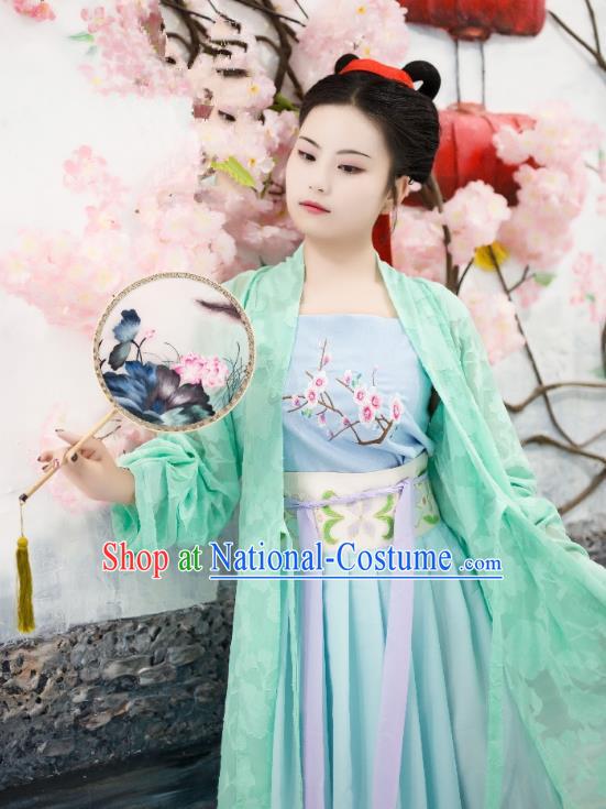 Traditional Chinese Ancient Costume Palace Lady Green Embroidered BeiZi, Asian China Song Dynasty Imperial Princess Cardigan Clothing for Women