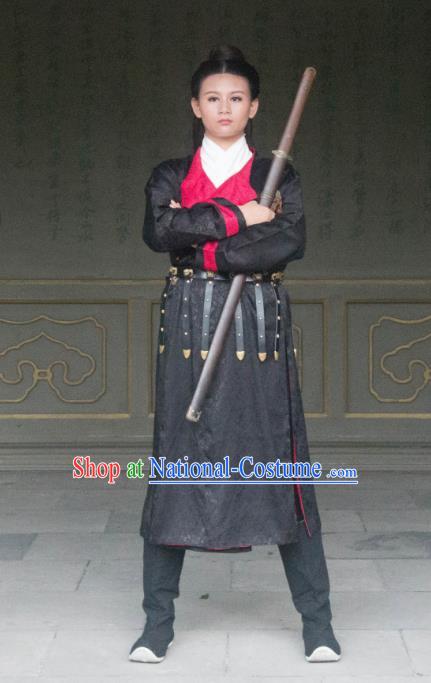 Traditional Ancient Chinese Swordsman Costume, Elegant Hanfu Clothing Chinese Tang Dynasty Imperial Bodyguard Clothing for Men