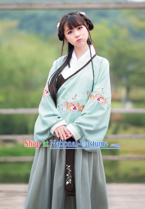 Traditional Ancient Chinese Palace Lady Hanfu Costume Embroidered Blouse and Skirt, Asian China Ming Dynasty Imperial Princess Clothing for Women