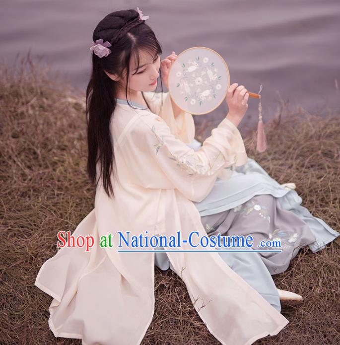 Traditional Ancient Chinese Palace Lady Hanfu Costume Embroidered Blouse and Pants, Asian China Song Dynasty Princess Dress Clothing for Women