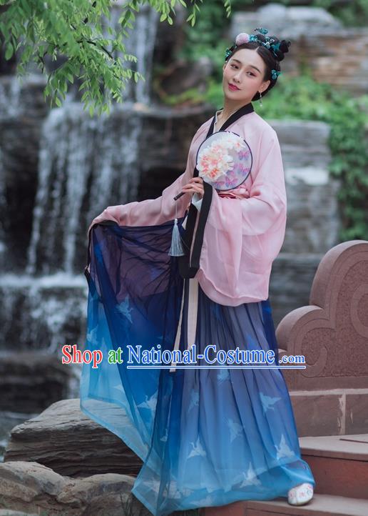 Traditional Ancient Chinese Tang Dynasty Young Lady Costume, Elegant Hanfu Clothing Chinese Dress Clothing for Women