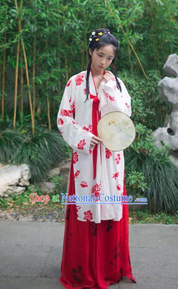 Traditional Chinese Ancient Costume Lin Daiyu Dress, Asian China Ming Dynasty Nobility Lady Hanfu Clothing for Women