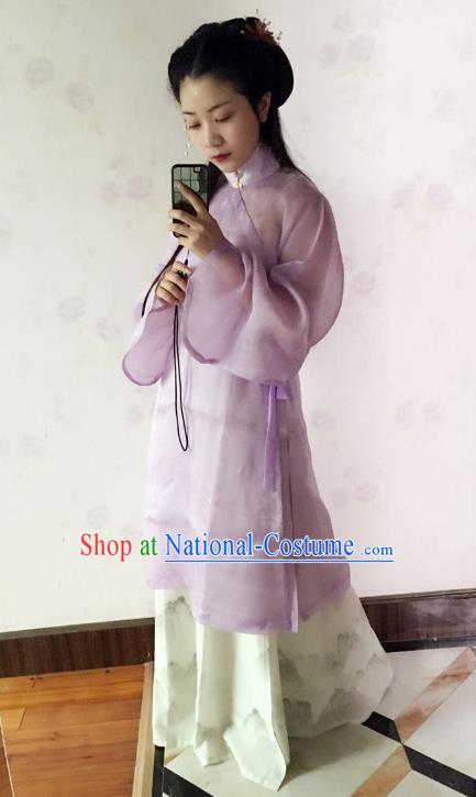 Traditional Chinese Ancient Costume Purple Blouse and Skirt, Asian China Ming Dynasty Nobility Lady Hanfu Clothing for Women