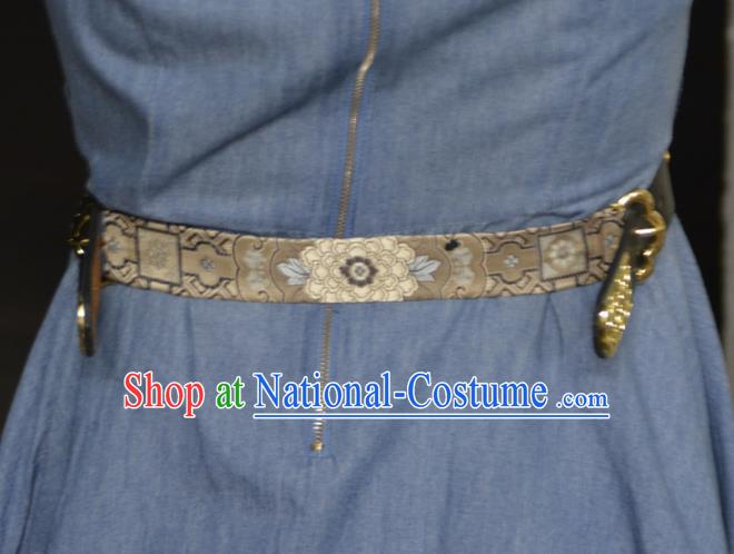 Traditional Ancient Chinese Hanfu Black Belts, Asian China Song Dynasty Imperial Guards Leather Waistband for Men