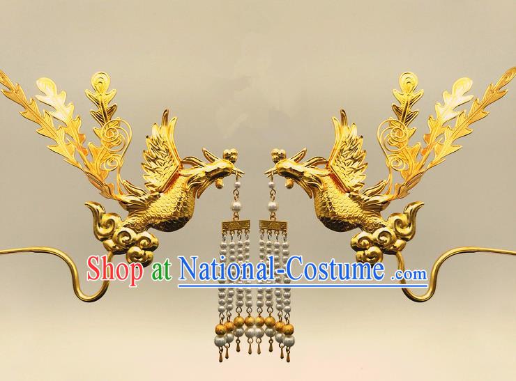 Traditional Handmade Chinese Ancient Classical Hair Accessories Bride Wedding Phoenix Step Shake, Hair Jewellery, Hair Fascinators Hairpins for Women