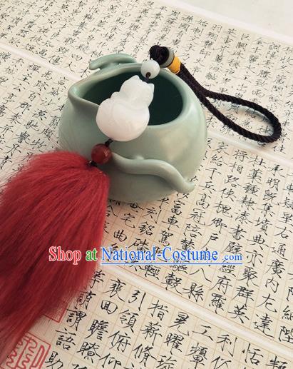 Traditional Handmade Chinese Ancient Classical Hanfu Accessories Tassel Jade Pendant Waist Decorations for Women