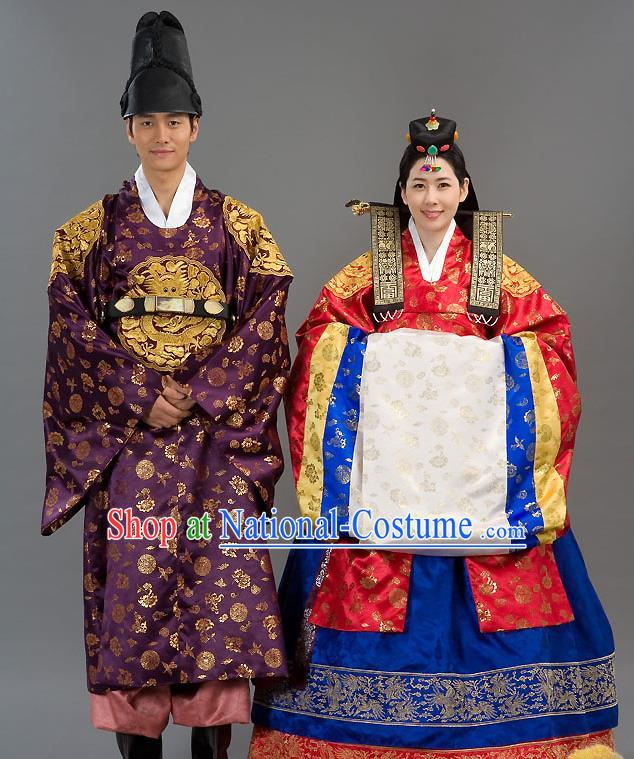 Traditional Korean Costumes Wedding Red Full Dress, Palace Lady Formal Attire Ceremonial Clothes, Korea Court Bride Embroidered Clothing for Women