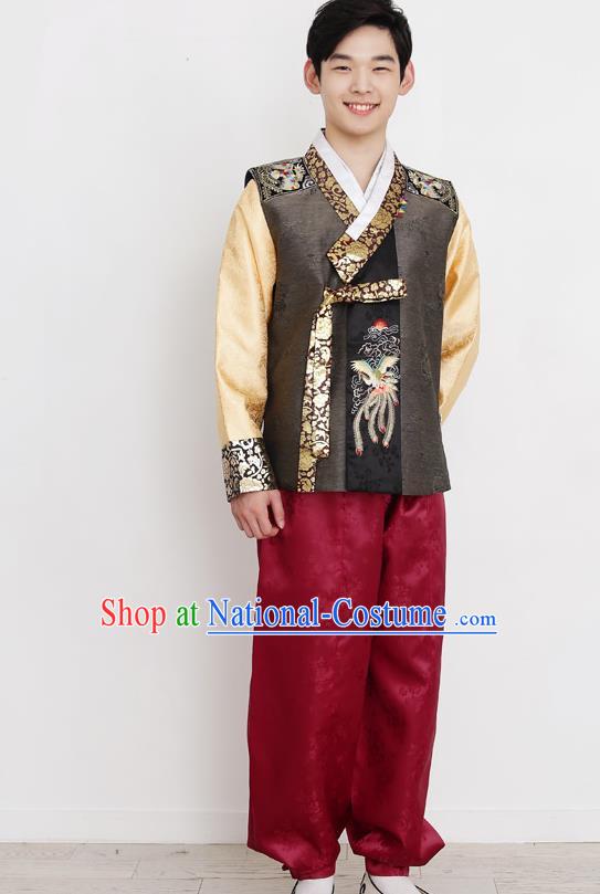 Traditional Korean Costumes Bridegroom Formal Attire Ceremonial Clothes, Korea Hanbok Court Embroidered Clothing for Men