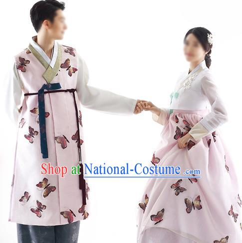 Traditional Korean Costumes Bride and Bridegroom Formal Attire Ceremonial Clothes, Korea Hanbok Court Embroidered Clothing for Women for Men