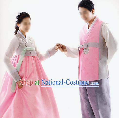 Traditional Korean Costumes Bride and Bridegroom Formal Attire Ceremonial Clothing Complete Set, Korea Hanbok Court Embroidered Clothing