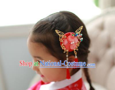 Traditional Korean Hair Accessories Butterfly Tassel Hair Clasp, Asian Korean Fashion Headwear Headband for Kids