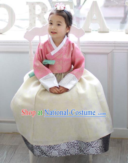 Asian Korean National Traditional Handmade Formal Occasions Costume, Palace Wedding Embroidered White Hanbok Clothing for Girls