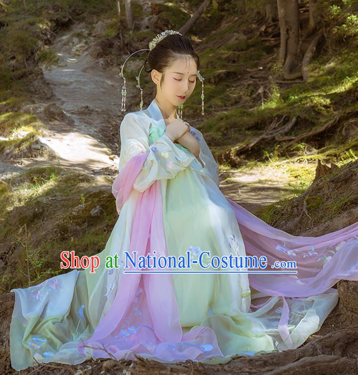 Asian China Tang Dynasty Imperial Concubine Dance Costume, Chinese Ancient Nobility Lady Fairy Embroidered Clothing for Women