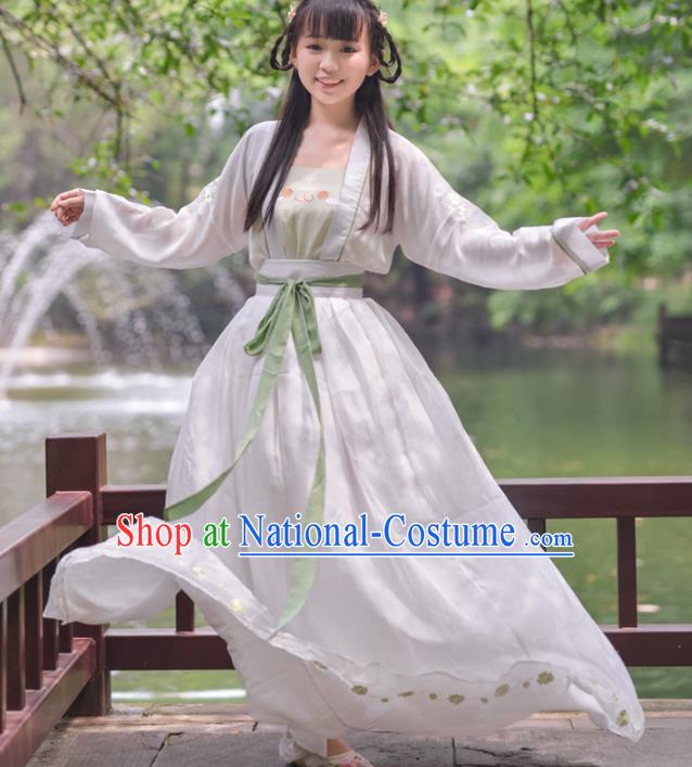 Asian China Song Dynasty Imperial Princess Costume, Chinese Ancient Nobility Lady Embroidered Clothing for Women