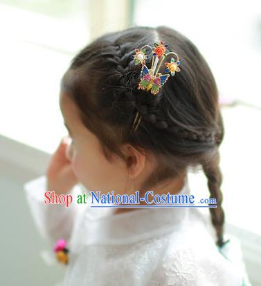 Traditional Korean Hair Accessories Girls Butterfly Hairpins, Asian Korean Fashion Headwear Hair Stick for Kids