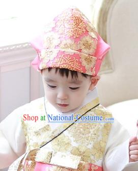 Traditional Korean Hair Accessories Boys Formal Occasions Embroidered Hats, Asian Korean Fashion Headwear for Kids