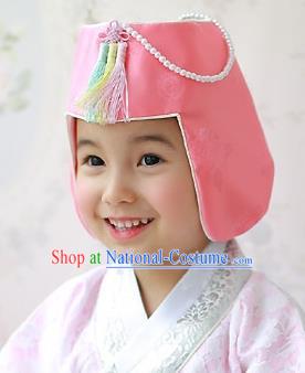 Traditional Korean Hair Accessories Girls Formal Occasions Embroidered Hats, Asian Korean Fashion Headwear for Kids