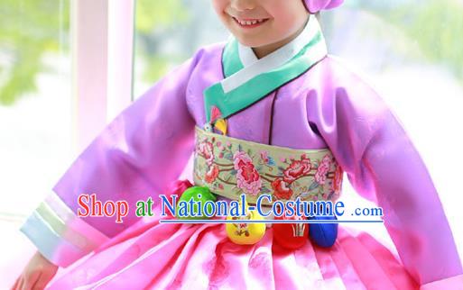 Traditional Korean National Accessories Embroidered Green Waist Belts, Asian Korean Fashion Waistband Decorations for Kids