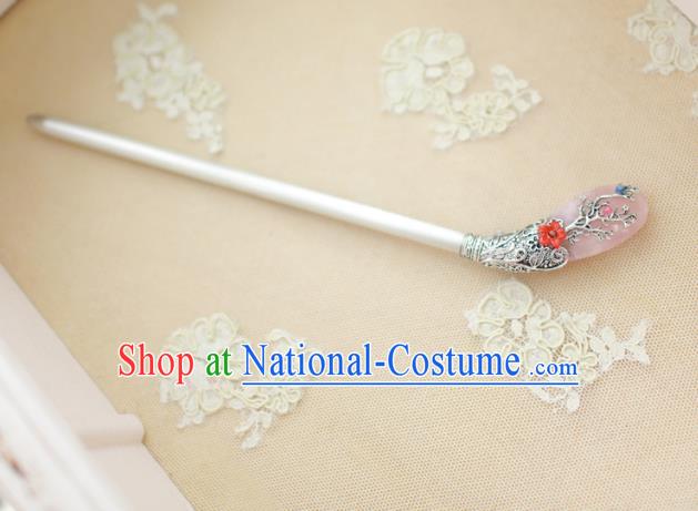 Traditional Korean Hair Accessories Bride Pink Jade Hairpins, Asian Korean Fashion Wedding Headwear for Kids