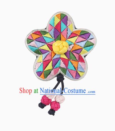 Traditional Korean Hair Accessories Embroidered Flower Hair Claw, Asian Korean Hanbok Fashion Headwear Hair Stick for Kids