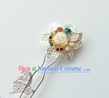 Traditional Korean National Hair Accessories Flower Hairpins, Asian Korean Fashion Wedding Hanbok Hair Decorations Headwear for Women