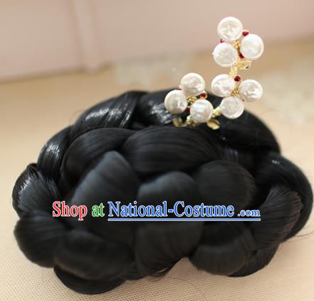 Traditional Korean National Hair Accessories Wedding Pearls Hairpins, Asian Korean Fashion Hanbok Hair Decorations Headwear for Women