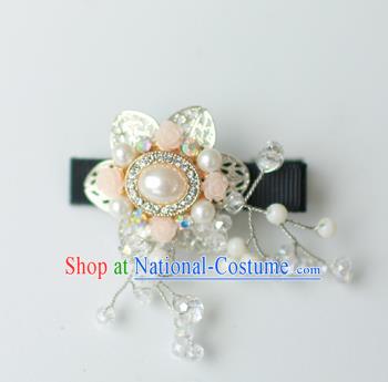 Traditional Korean National Hair Accessories Wedding Princess Pearls Hair Stick, Asian Korean Fashion Hanbok Hair Claw Headwear for Girls