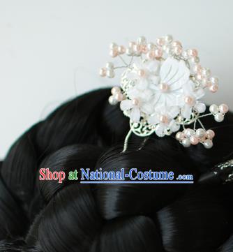 Traditional Korean National Hair Accessories Wedding Princess Beads Flowers Hairpins, Asian Korean Fashion Hanbok Hair Claw Headwear for Girls