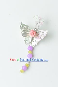 Traditional Korean National Accessories Royal Butterfly Brooch, Asian Korean Fashion Hanbok Breastpin for Girls