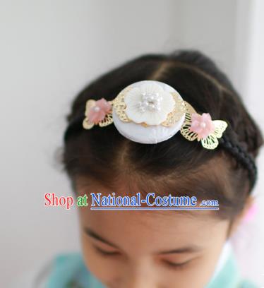 Traditional Korean National Hair Accessories Shell Flowers Hair Clasp, Asian Korean Fashion Hanbok Headband for Girls