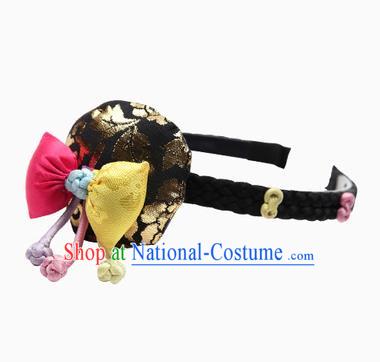 Traditional Korean Hair Accessories Black Hair Clasp, Asian Korean Hanbok Fashion Headwear Hanbok Headband for Kids