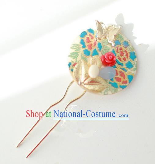 Traditional Korean National Hair Accessories Butterfly Hairpins, Asian Korean Fashion Wedding Hanbok Hair Decorations Headwear for Women