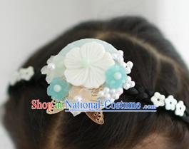 Traditional Korean Hair Accessories Shell Butterfly Flowers Hair Clasp, Asian Korean Hanbok Fashion Headwear Headband for Kids