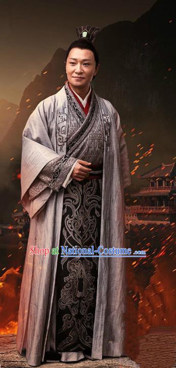 Traditional Chinese Ancient Han Dynasty Emperor Costume, Chinese Three Kingdoms Period Royal Highness Embroidered Hanfu Clothing for Men