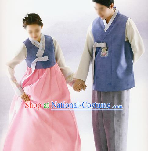 Korean National Handmade Formal Occasions Embroidered Bride and Bridegroom Wedding Hanbok Costume for Women for Men