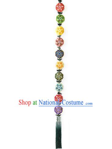 Traditional Korean Accessories Waist Pendant Embroidered Chinese Knot Palace Taeniasis, Asian Korean Wedding Hanbok Tassel Waist Decorations for Women