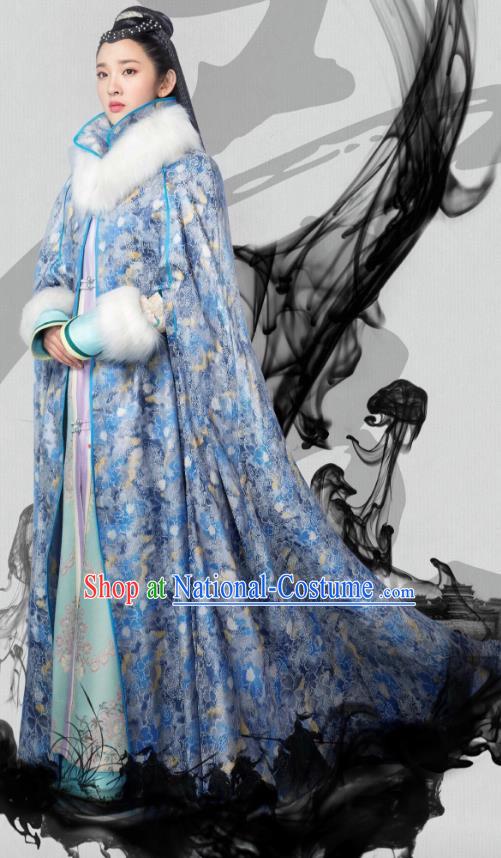 Traditional Chinese Qing Dynasty Princess Costume and Cloak Complete Set, China Ancient Manchu Lady Mandarin Embroidered Clothing for Women