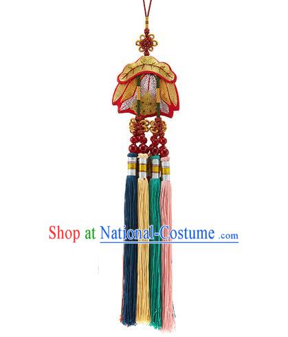 Korean National Accessories Bride Embroidered Chinese Knots Waist Pendant, Asian Korean Wedding Hanbok Tassel Waist Decorations for Women