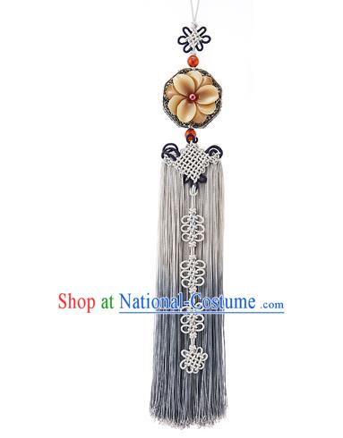 Asian Korean Hanbok Grey Tassel Waist Decorations, Korean National Belts Accessories Wedding Bride Waist Pendant for Women