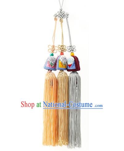 Asian Korean Hanbok Chinese Knots Tassel Waist Decorations, Korean National Belts Accessories Wedding Bride Waist Pendant for Women