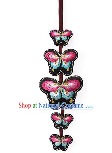 Asian Korean Hanbok Embroidered Butterfly Tassel Waist Decorations, Korean National Belts Accessories Wedding Bride Waist Pendant for Women