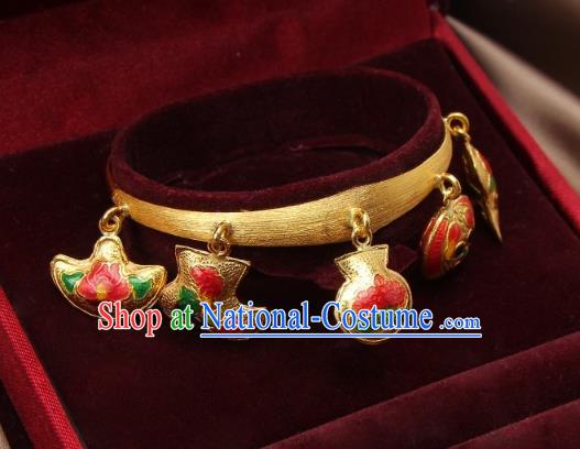 Asian Korean Hanbok Accessories Golden Longevity Bracelet for Baby