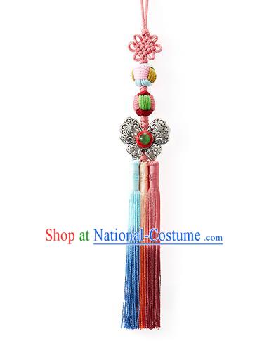 Asian Korean Hanbok Butterfly Tassel Waist Decorations, Korean National Belts Accessories Wedding Bride Waist Pendant for Women