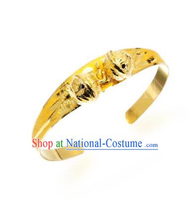 Asian Korean Hanbok Accessories Gold Longevity Bracelet for Baby