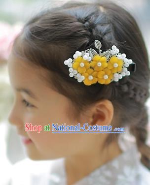 Korean National Hair Accessories Yellow Flowers Hair Stick, Asian Korean Hanbok Fashion Headwear Hair Claw for Kids