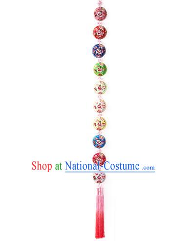 Korean National Accessories Bride Wedding Embroidered Chinese Knots Waist Pendant, Asian Korean Hanbok Tassel Waist Decorations for Women