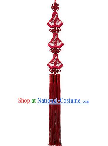 Korean National Belts Accessories Bride Wedding Hanbok Embroidered Red Waist Pendant, Asian Korean Tassel Waist Decorations for Women