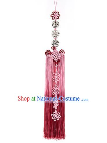 Korean National Belts Accessories Bride Wedding Hanbok Pink Waist Pendant, Asian Korean Tassel Chinese Knot Waist Decorations for Women