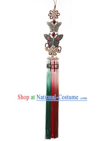 Korean National Belts Accessories Bride Wedding Hanbok Colorful Tassel Waist Pendant, Asian Korean Butterfly Chinese Knot Waist Decorations for Women